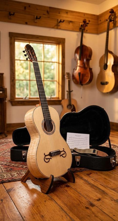Gosila classical guitar on stand